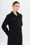 Satin Garnished Buttons Lined with Stones Large Size Top Coat Black 6719 - 3