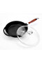 Cast Round Frying Pan with Glass Lid Cast Iron Detach - Plug Wooden Handle Diameter (Ø)28cm - 2