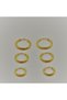 316L Steel Set Hoop Earrings |   Gold Color |   6 Pieces in 3 Different Sizes |   Slim Bar Model - 2