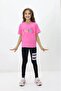 Girl's Crew Neck Short Sleeve Printed T-Shirt - 4