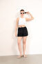 Pocketless Relax Fit Women's Shorts Muslin (Black) - 3