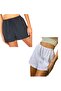 Relax Fit Pocketless Women's Shorts 2 Pieces Cotton Linen (Black-White)
