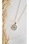 Vip Series White Enamel Blue Stone Gold Eye Necklace - 3