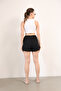 Pocketless Relax Fit Women's Shorts Muslin (Black) - 2