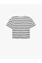 Cotton Crew Neck Short Sleeve Striped T-Shirt - 2