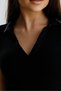 Women's Black Polo Neck Camisole T-Shirt – Short Sleeve, Buttonless, Bodycon Knitted Fabric - 4