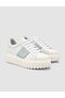 Monamae 100% Genuine Leather White - Blue Women's Sports Shoes - 2