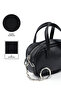 Black Shk210 Faux Leather Single Compartment Zippered Handbag and Charm Bag Accessory - 5