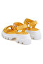 Women's Yellow Velcro Wedge Heeled Sandals - 5