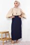 Pleated Pencil Skirt 1757 Navy Blue