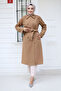 Buttoned sleeve tip epaulette detailed trench coat tsd240901 taba - 3