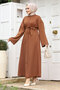 Bat Sleeve Waist Belted Ferace TSD240204 Brown
