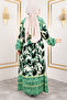 Sera Patterned Viscose Long Hijab Dress Tsd250138 Green - 5