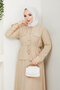 Elastic Waist Skirt Suit Tsd250164 Beige - 2