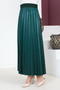 Leather Look Pleated Skirt TSD221001 Emerald Green - 3