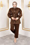 Front Buttoned Scuba Suit Tsd250133 Brown - 3