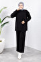 Knitwear Set with Handle End Button Detail Tsd240947 Black - 3