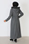 Full Length Hidden Zipper Stamp Coat TSD230911 Gray - 5