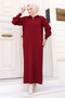 Half Zipper Knitwear Long Dress Tsd240715 Burgundy - 3