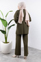 Knitwear Set with Handle End Button Detail Tsd240947 Khaki - 4