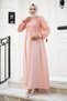 Front Lace Detailed Hijab Long Hijab Dress Tsd240519 Powder - 4