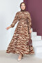 Zebra Patterned Long Hijab Dress Tsd230624 Brown