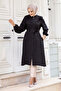 Linen Tunic with Ruffle Detail on the Front and Zipper Closure Tsd240518 Black - 4