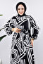 Stripe Patterned Viscose Long Hijab Dress Tsd240943 White - 2