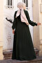 Khaki Hijab Ferace - Gipe Detailed, Neck Zippered TSD240603 - 5