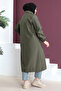Large Size Trench Coat with Patch Detail Tsd230505 Khaki - 5
