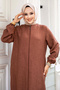 Brown flounced zippered hijab abaya tsd240517 - 2