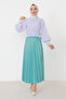 Leather Look Pleated Skirt TSD221001 Turquoise - 2