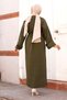 Tie-Up Waist Low-Sleeve Knit Long Dress Tsd240708 Green - 5