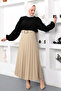 Belted Pleated Skirt Tsd230113 Beige - 4