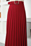Belted Pleated Skirt Tsd220915 Claret Red - 5