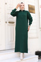 Half Zipper Knitwear Long Dress Tsd240715 Emerald Green
