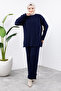 Knitwear Set with Handle End Button Detail Tsd240947 Navy Blue - 3