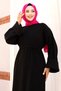 Buy Tie-Up Low Arm Knitwear Long Dress Tsd240708 Black - 2