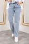 Cut Leg High Waist Denim Pants Tsd 250120   Light Blue - 4
