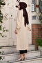 Buttoned Linen Tunic with Ruffle Side Detail Tsd 240506   - Beige - 5