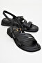 Cesar Black Genuine Leather Women's Sandals