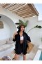 Women’s Linen Fabric Oversized Shirt Shorts Set - 6
