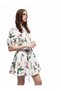 Cotton Pocket Waistband Detail Short Balloon Sleeve Floral Poplin Mini Dress - 2