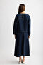 5264 - Stylish Comfortable Women's Denim Skirt Jacket Set with Pleat Detail - 3