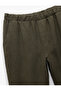 Regular Fit Linen Trousers with Elastic Waist and Pocket Detail - 5