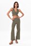 Summer Muslin Bustier with Göcek Binding Detail Khaki Hk - 5