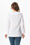 Long Sleeve Floral V-Neck Embroidered Muslin Summer Blouse White Byz - 2