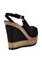 Black Women's Wedge Heeled Shoes 9674070805 - 4