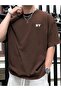 Ny Text Single Jersey T-Shirt - Brown Printed Oversize Crew Neck T-Shirt - 2
