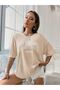 California West Coast Single Jersey T-Shirt - Beige Printed Oversize Crew Neck T-Shirt - 4